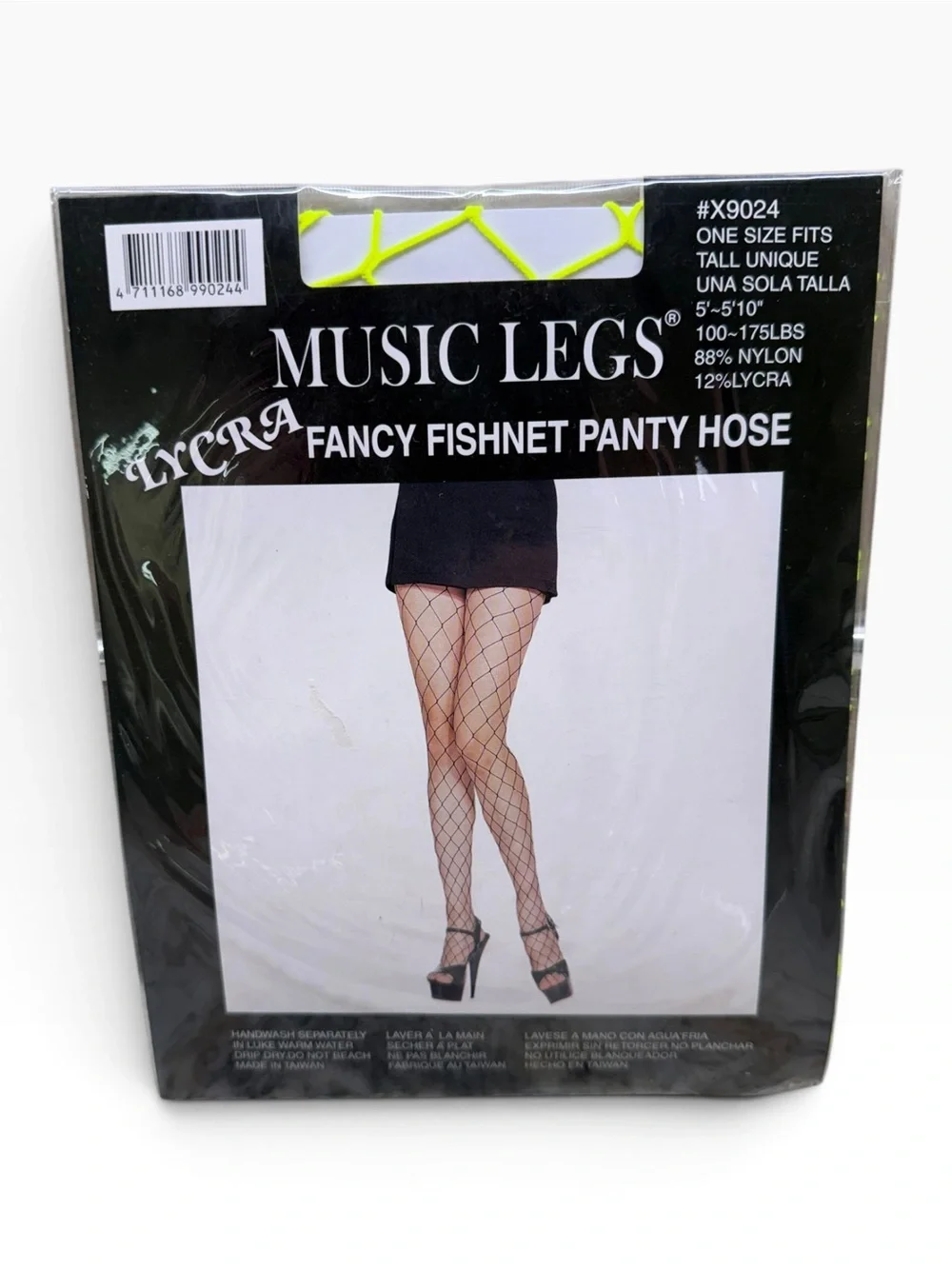 Music Legs Seamless Diamond Net Pantyhose X9024 OS 5’-5’10” 100-175lbs Yellow